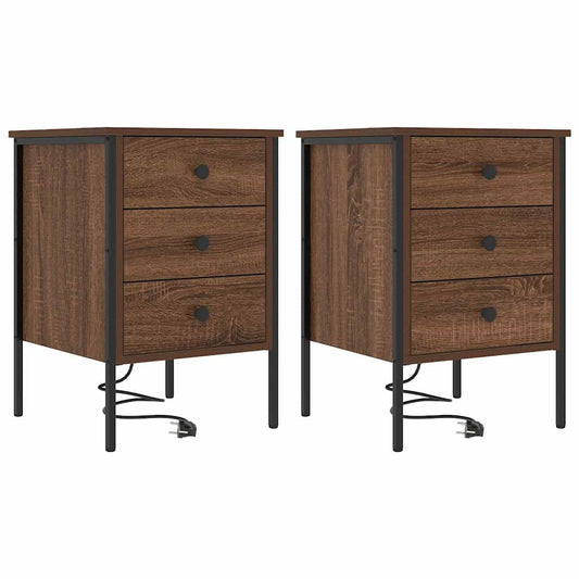 Nachttisch 2 pcs Braun Eichen-Optik 42 x 41 x 61 cm