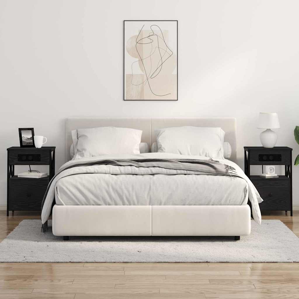 Nachttisch Schwarz Eichen-Optik 40 x 31 x 60 cm Holzwerkstoff