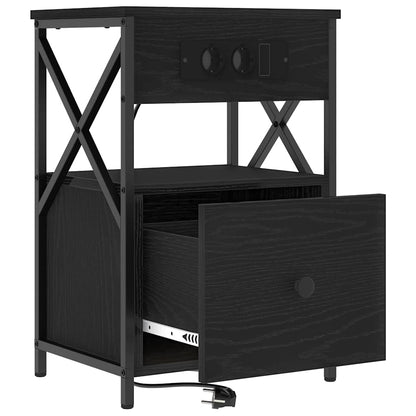 Nachttisch Schwarz Eichen-Optik 40 x 31 x 60 cm Holzwerkstoff