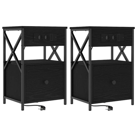 Nachttisch 2 pcs Schwarze Eiche 40 x 31 x 60 cm Holzwerkstoff
