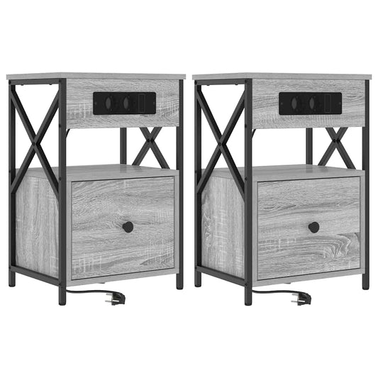 Nachttisch 2 pcs Grau Sonoma 40 x 31 x 60 cm Holzwerkstoff