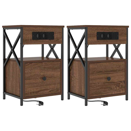 Nachttisch 2 pcs Braune Eiche 40 x 31 x 60 cm Holzwerkstoff