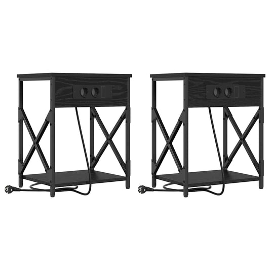 Nachttisch 2 pcs Schwarze Eiche 41 x 31 x 51 cm Holzwerkstoff