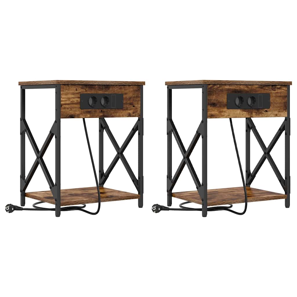 Nachttisch 2 pcs Räuchereiche 41 x 31 x 51 cm Holzwerkstoff