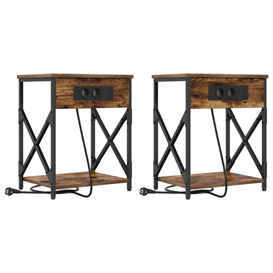 Nachttisch 2 pcs Räuchereiche 41 x 31 x 51 cm Holzwerkstoff