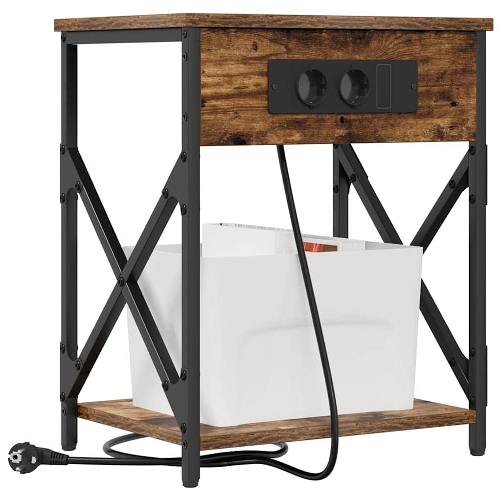 Nachttisch 2 pcs Räuchereiche 41 x 31 x 51 cm Holzwerkstoff