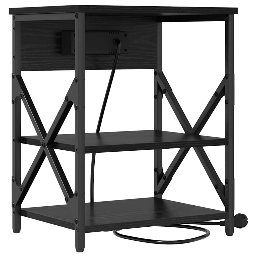 Nachttisch mit Ladestation 2 pcs Schwarze Eiche Holzwerkstoff