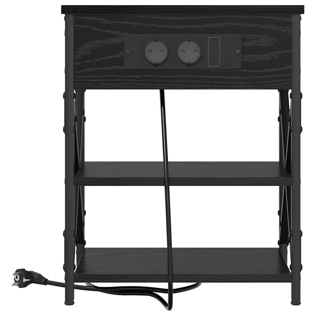 Nachttisch mit Ladestation 2 pcs Schwarze Eiche Holzwerkstoff