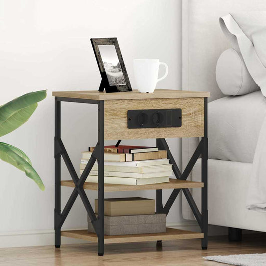 Nachttisch mit Ladestation 2 pcs Sonoma Eiche Holzwerkstoff