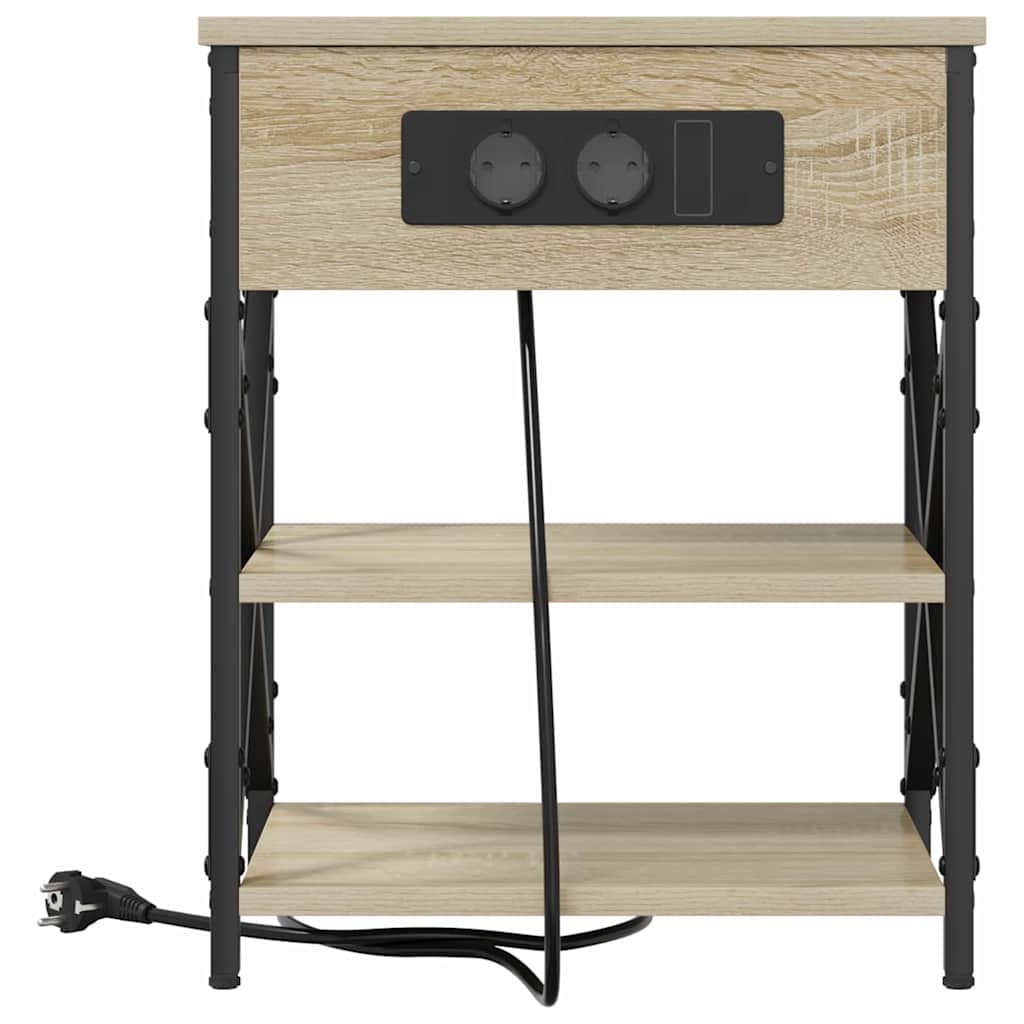 Nachttisch mit Ladestation 2 pcs Sonoma Eiche Holzwerkstoff