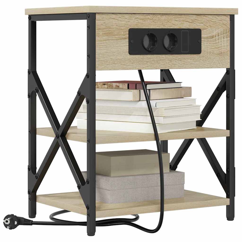 Nachttisch mit Ladestation 2 pcs Sonoma Eiche Holzwerkstoff
