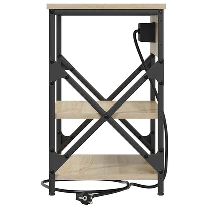 Nachttisch mit Ladestation 2 pcs Sonoma Eiche Holzwerkstoff
