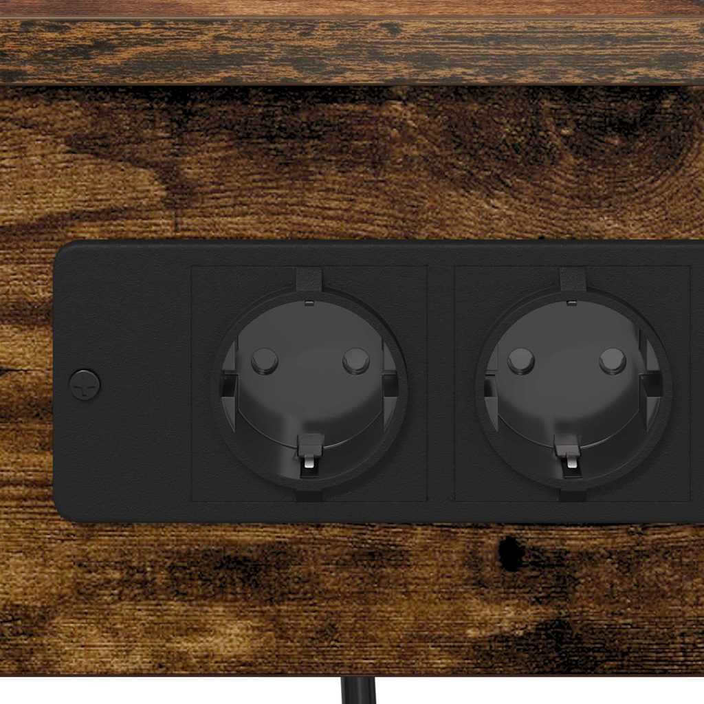 Nachttisch mit Ladestation 2 pcs Räuchereiche Holzwerkstoff