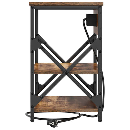 Nachttisch mit Ladestation 2 pcs Räuchereiche Holzwerkstoff