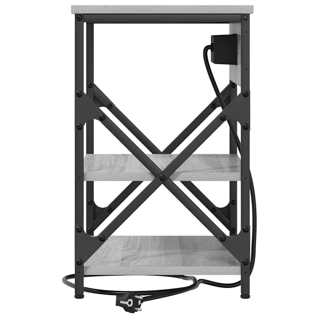 Nachttisch mit Ladestation 2 pcs Grau Sonoma Holzwerkstoff