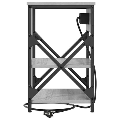 Nachttisch mit Ladestation 2 pcs Grau Sonoma Holzwerkstoff