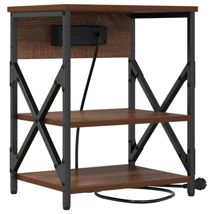 Nachttisch mit Ladestation 2 pcs Braune Eiche Holzwerkstoff