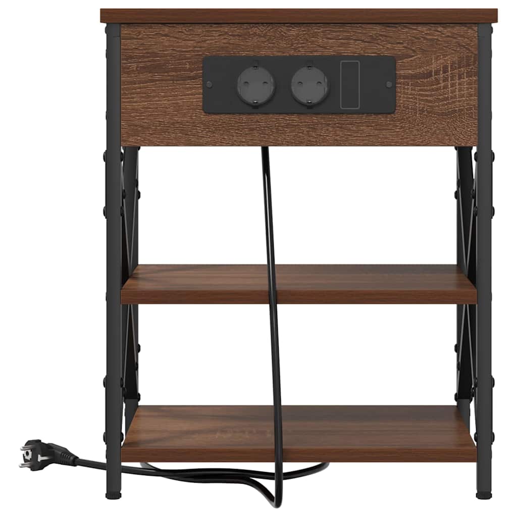 Nachttisch mit Ladestation 2 pcs Braune Eiche Holzwerkstoff