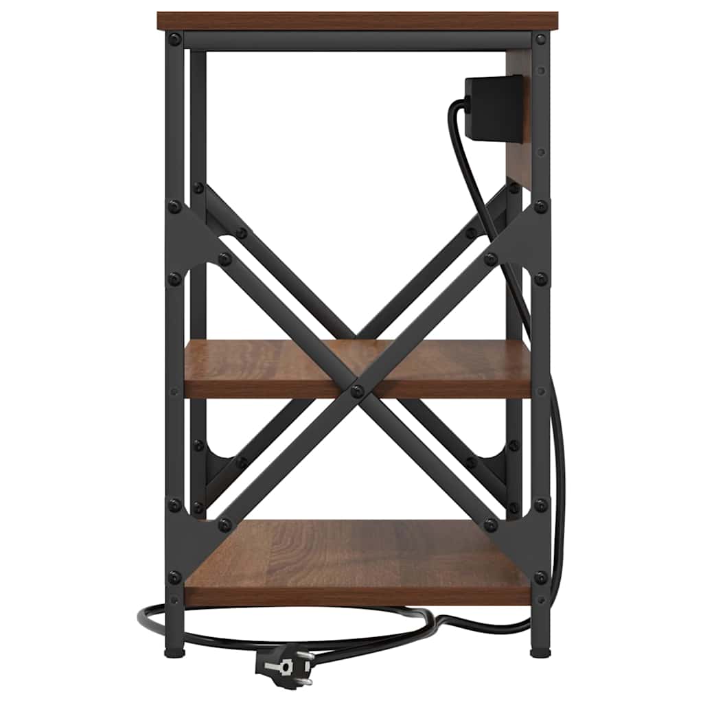 Nachttisch mit Ladestation 2 pcs Braune Eiche Holzwerkstoff