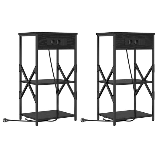 Nachttisch 2 pcs Schwarze Eiche 41 x 31 x 76 cm Holzwerkstoff