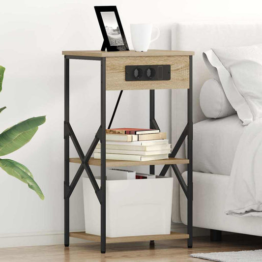 Nachttisch mit Regal Sonoma Eiche 41 x 31 x 76 cm Holzwerkstoff