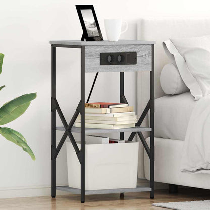 Nachttisch mit Regal Grau Sonoma 41 x 31 x 76 cm Holzwerkstoff