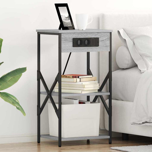 Nachttisch mit Regal Grau Sonoma 41 x 31 x 76 cm Holzwerkstoff