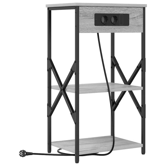 Nachttisch mit Regal Grau Sonoma 41 x 31 x 76 cm Holzwerkstoff