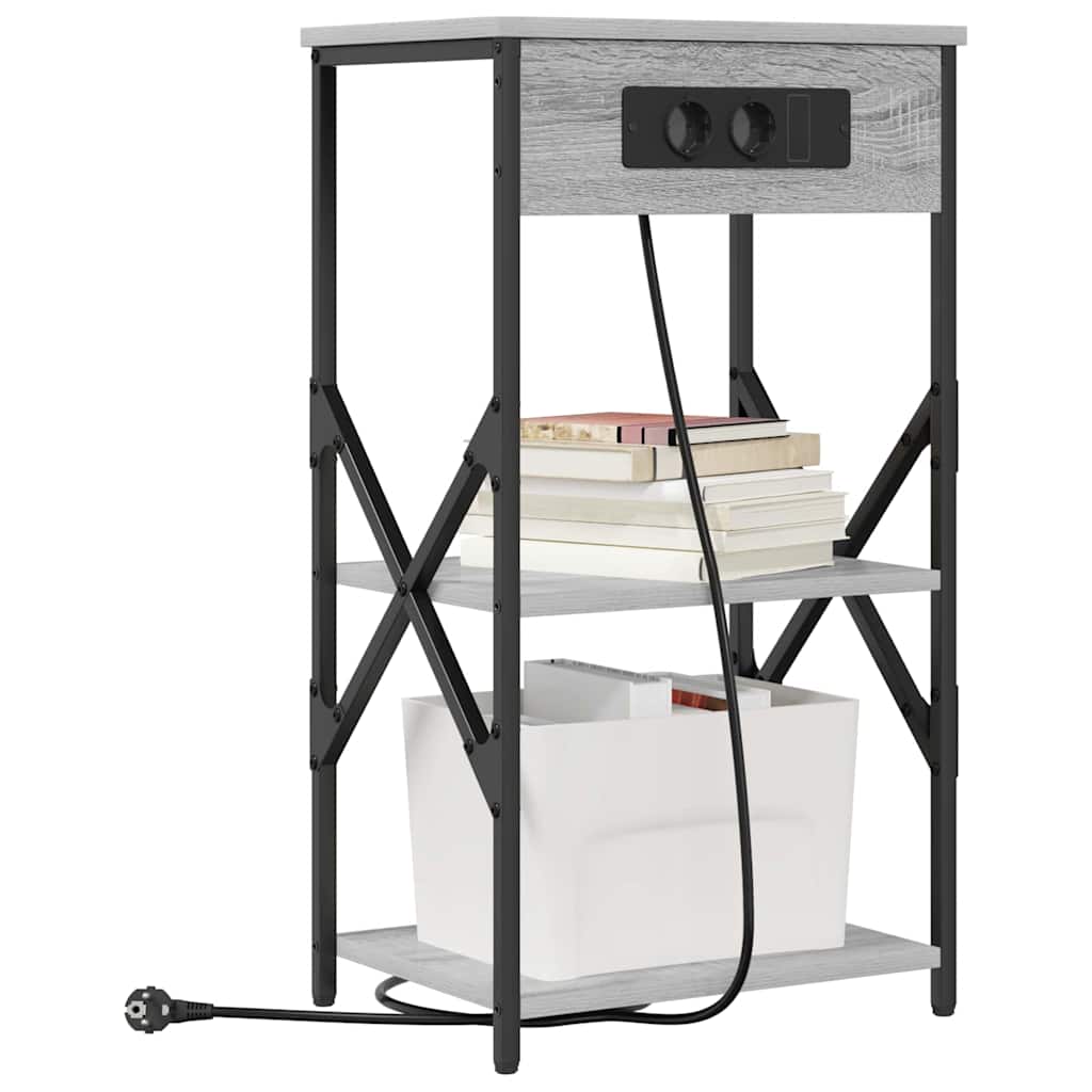 Nachttisch mit Regal Grau Sonoma 41 x 31 x 76 cm Holzwerkstoff