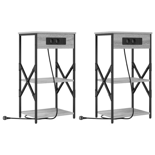Nachttisch 2 pcs Grau Sonoma 41 x 31 x 76 cm Holzwerkstoff