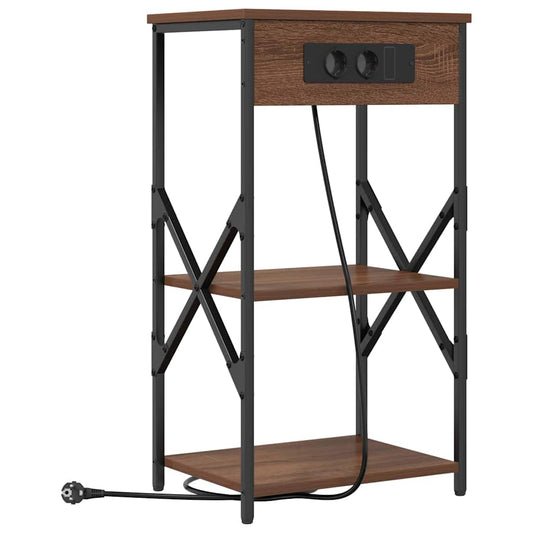 Nachttisch mit Regal Braune Eiche 41 x 31 x 76 cm Holzwerkstoff