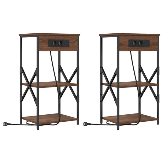 Nachttisch 2 pcs Braune Eiche 41 x 31 x 76 cm Holzwerkstoff