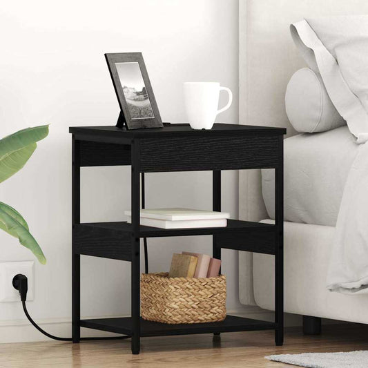 Nachttisch 2 pcs Schwarze Eiche Holzwerkstoff