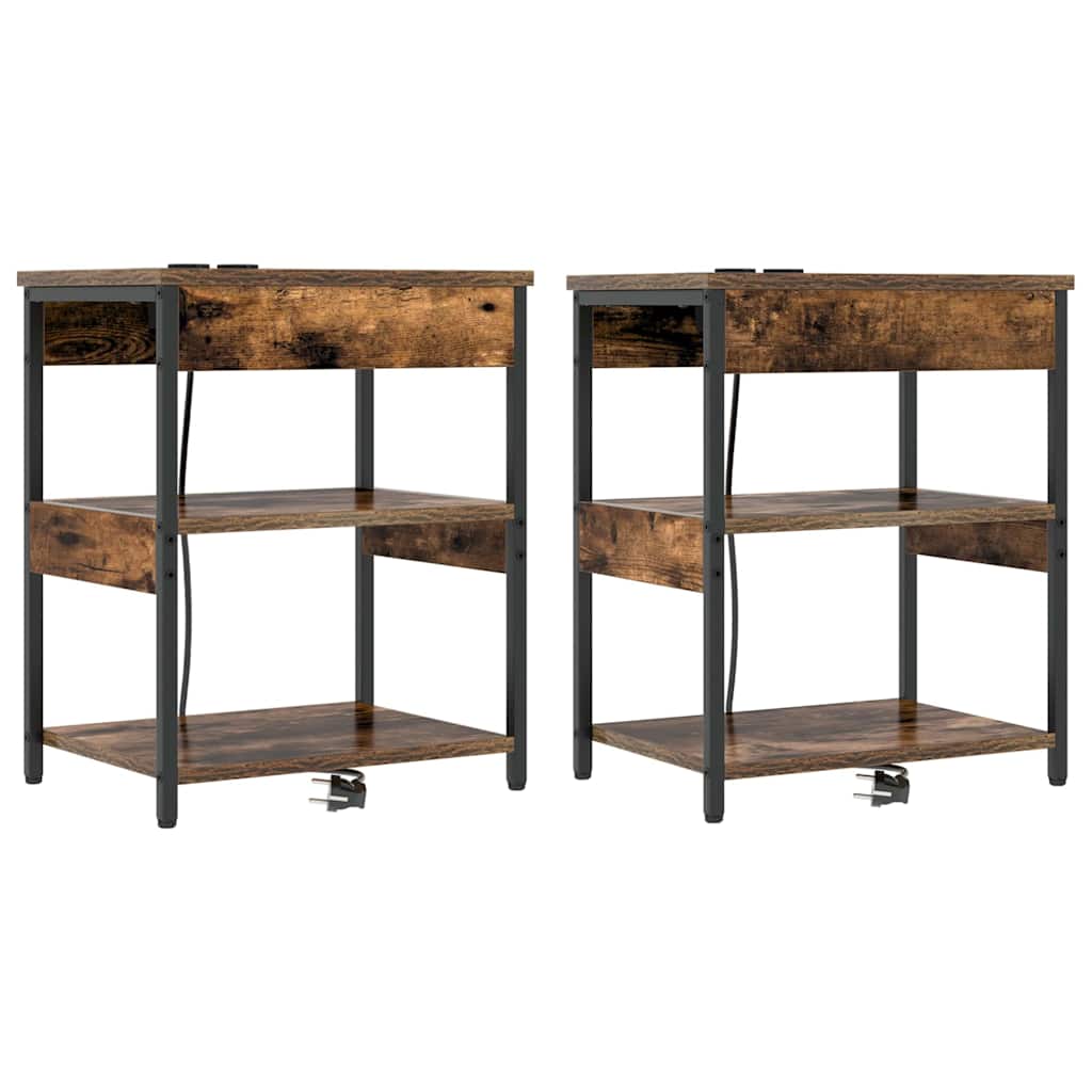 Nachttisch 2 pcs Räuchereiche Holzwerkstoff