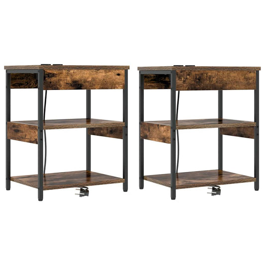 Nachttisch 2 pcs Räuchereiche Holzwerkstoff