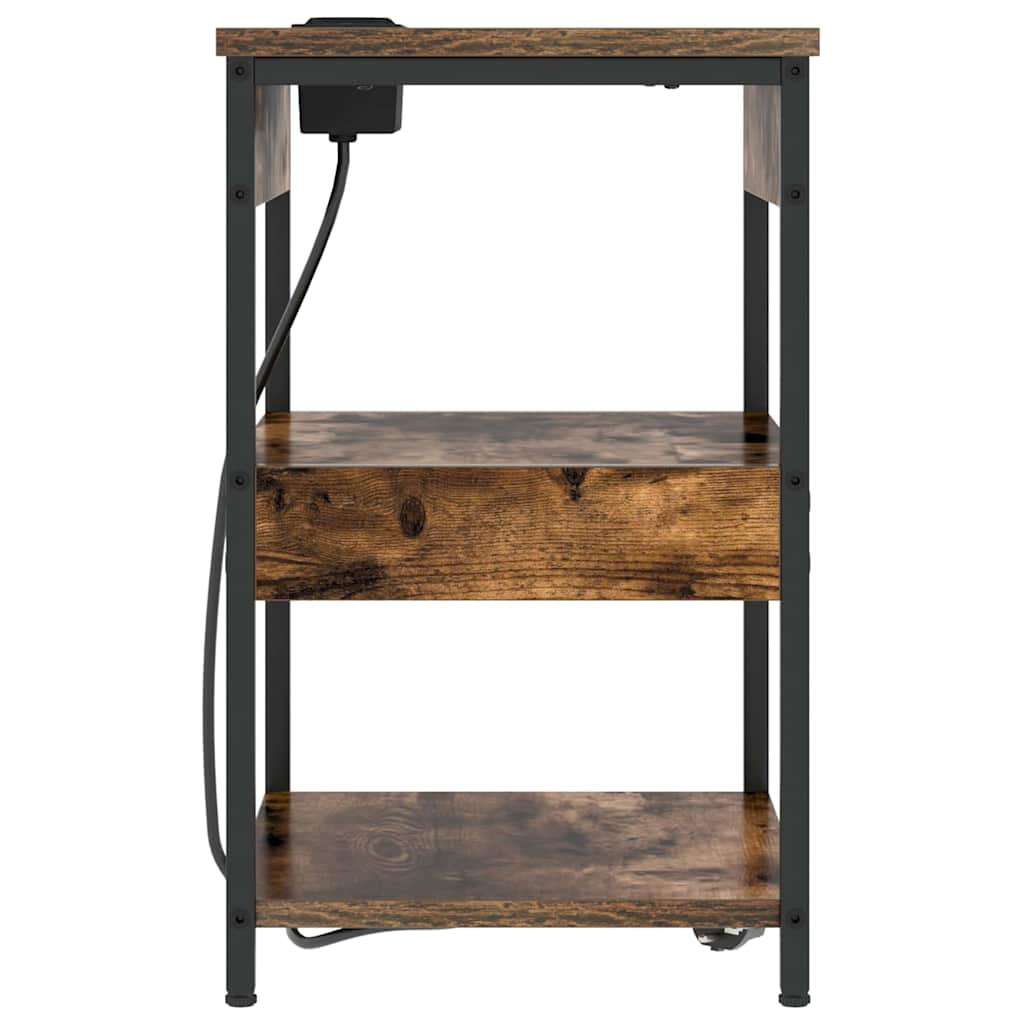 Nachttisch 2 pcs Räuchereiche Holzwerkstoff