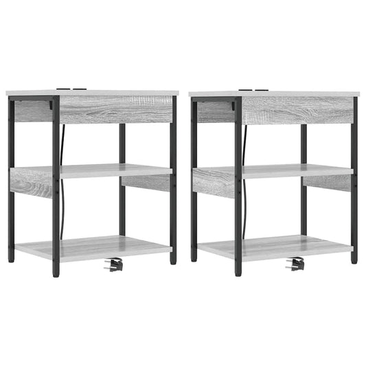 Nachttisch 2 pcs Grau Sonoma Holzwerkstoff