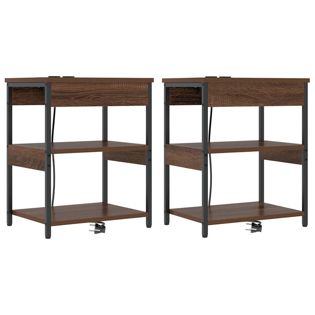 Nachttisch 2 pcs Braune Eiche Holzwerkstoff