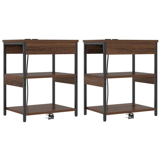 Nachttisch 2 pcs Braune Eiche Holzwerkstoff