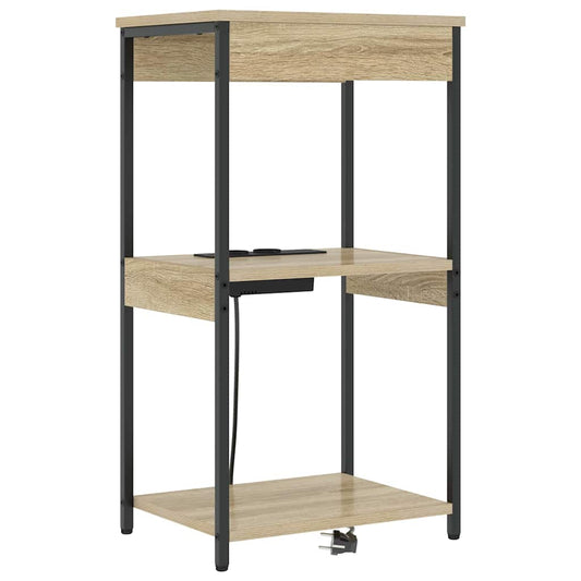 Nachttisch mit Ladestation mit Regal Sonoma Eiche Holzwerkstoff