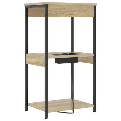Nachttisch mit Ladestation mit Regal Sonoma Eiche Holzwerkstoff
