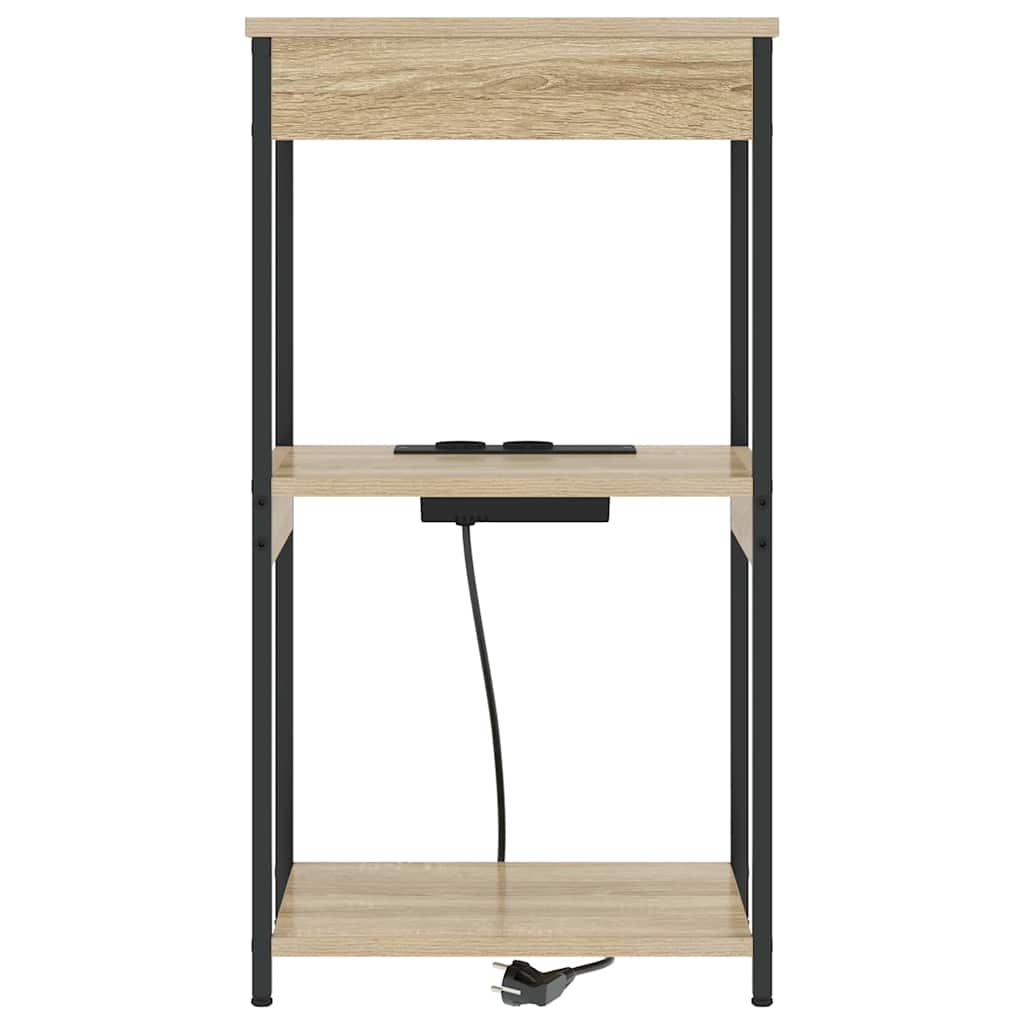 Nachttisch mit Ladestation mit Regal Sonoma Eiche Holzwerkstoff