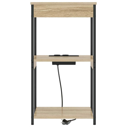 Nachttisch mit Ladestation mit Regal Sonoma Eiche Holzwerkstoff