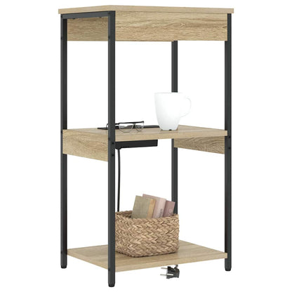 Nachttisch mit Ladestation mit Regal Sonoma Eiche Holzwerkstoff