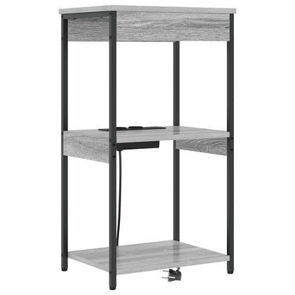 Nachttisch mit Ladestation mit Regal Grau Sonoma Holzwerkstoff