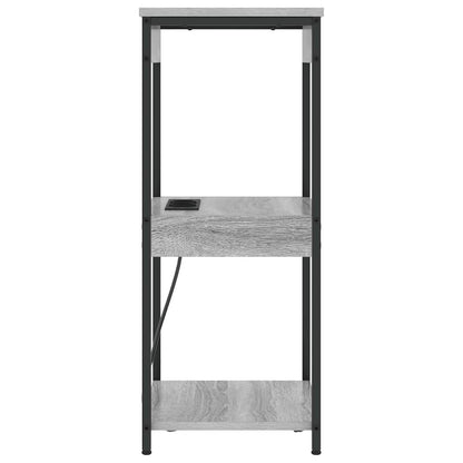 Nachttisch mit Ladestation mit Regal Grau Sonoma Holzwerkstoff