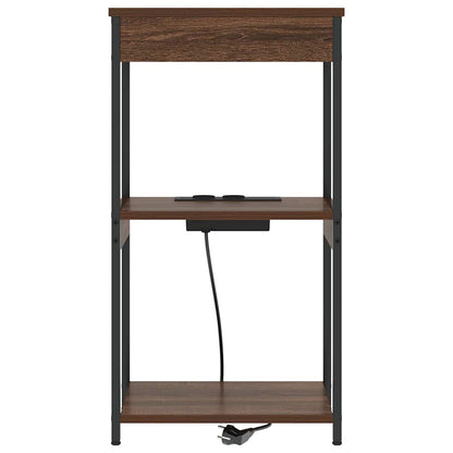 Nachttisch mit Ladestation mit Regal Braune Eiche Holzwerkstoff