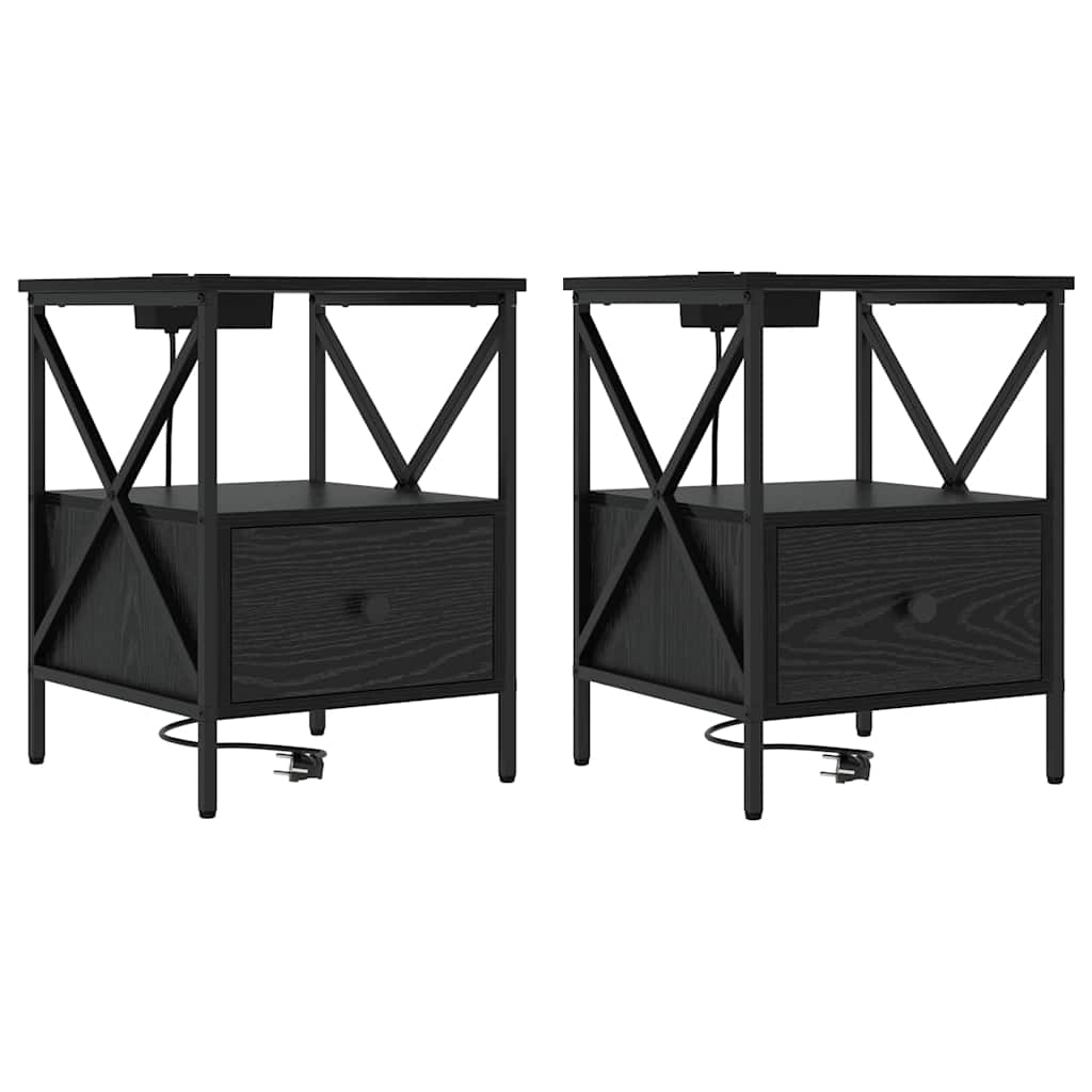 Nachttisch 2 pcs Schwarze Eiche 41,5 x 40,5 x 55 cm