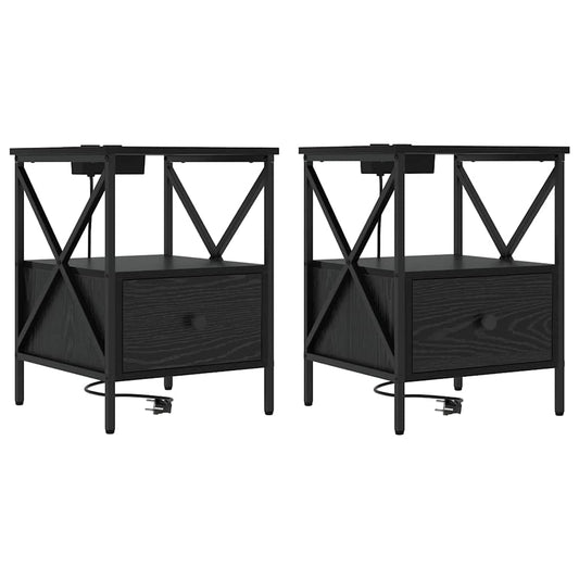Nachttisch 2 pcs Schwarze Eiche 41,5 x 40,5 x 55 cm