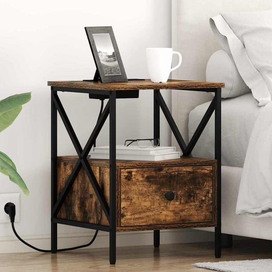 Nachttisch 2 pcs Räuchereiche 41,5 x 40,5 x 55 cm Holzwerkstoff